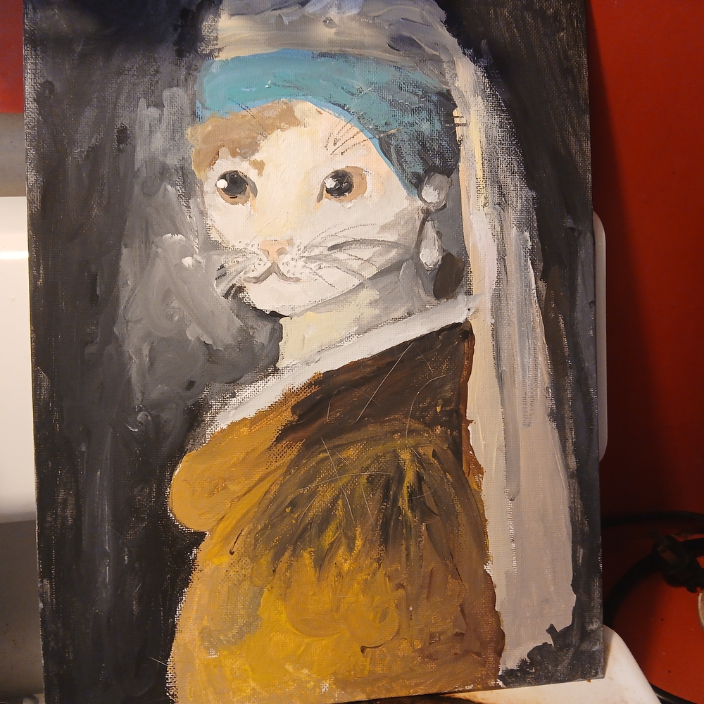 Whimsical Cat Portrait with Turban Art Print